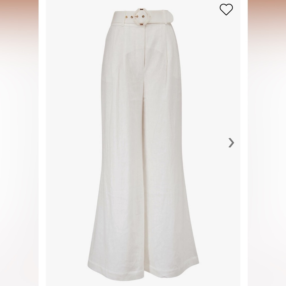 Zimmermann Nina Linen Belted Wide-Leg Pants